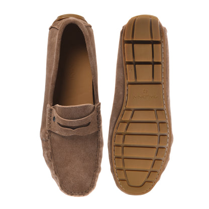 Beige suede leather loafer