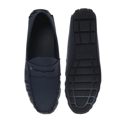 Mocassin en cuir imprimé bleu