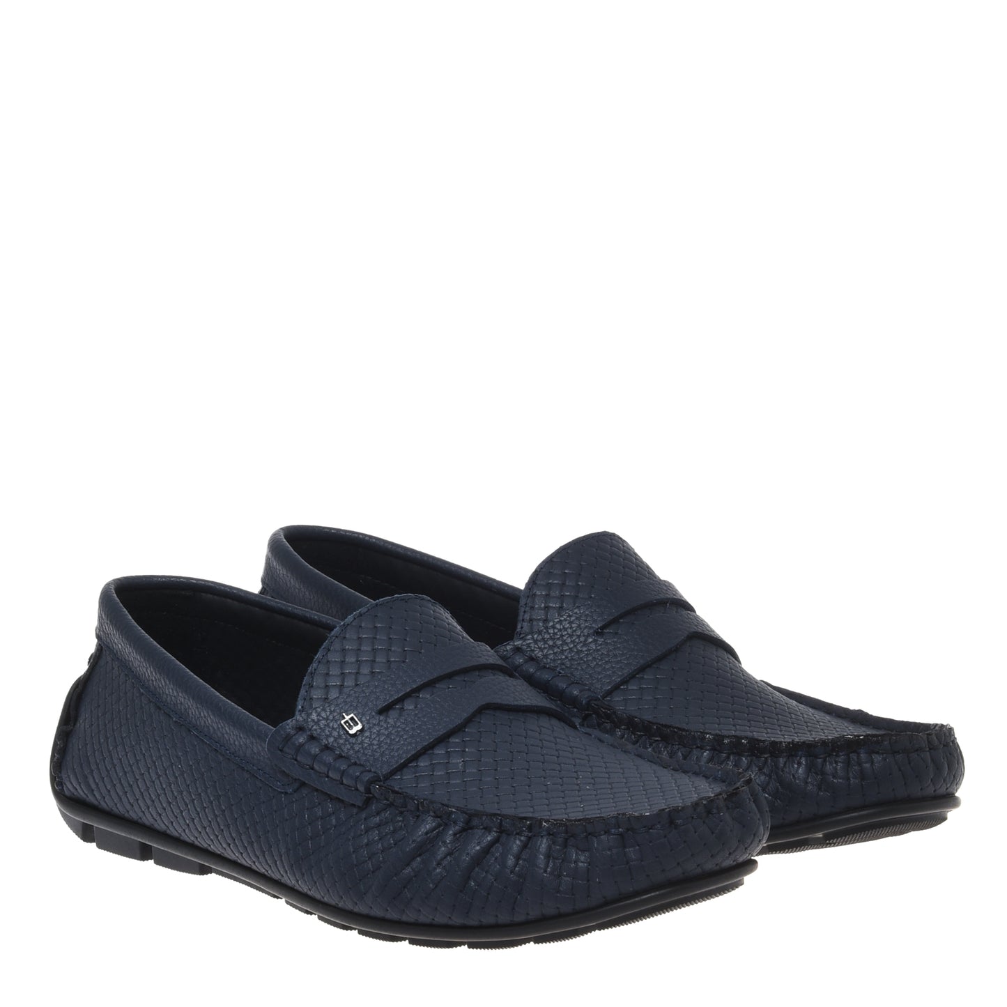 Mocassin en cuir imprimé bleu