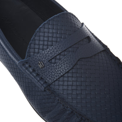 Mocassin en cuir imprimé bleu