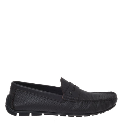 Mocassin en cuir imprimé marron foncé