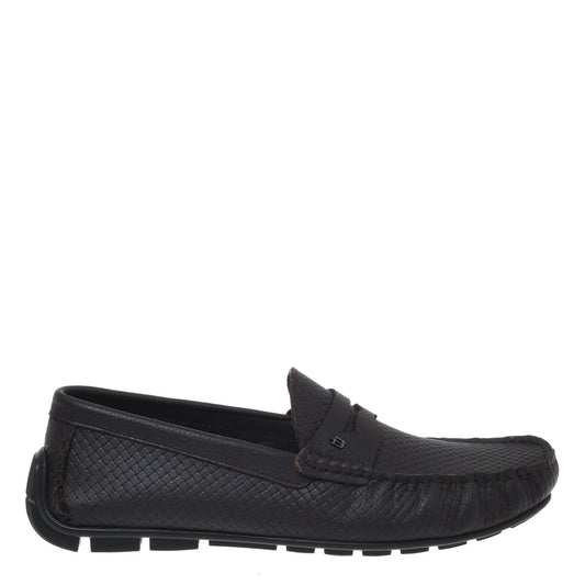Mocassin en cuir imprimé marron foncé