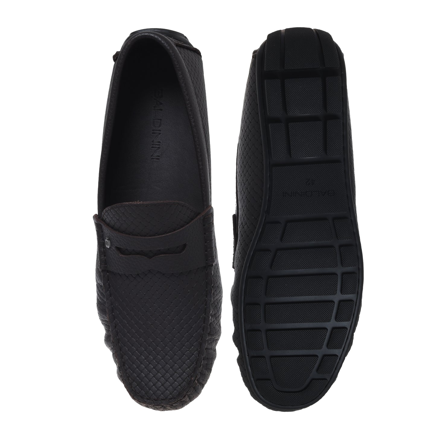 Mocassin en cuir imprimé marron foncé
