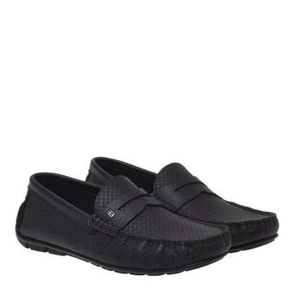 Mocassin en cuir imprimé marron foncé