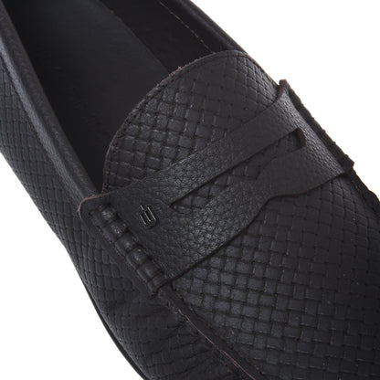 Mocassin en cuir imprimé marron foncé
