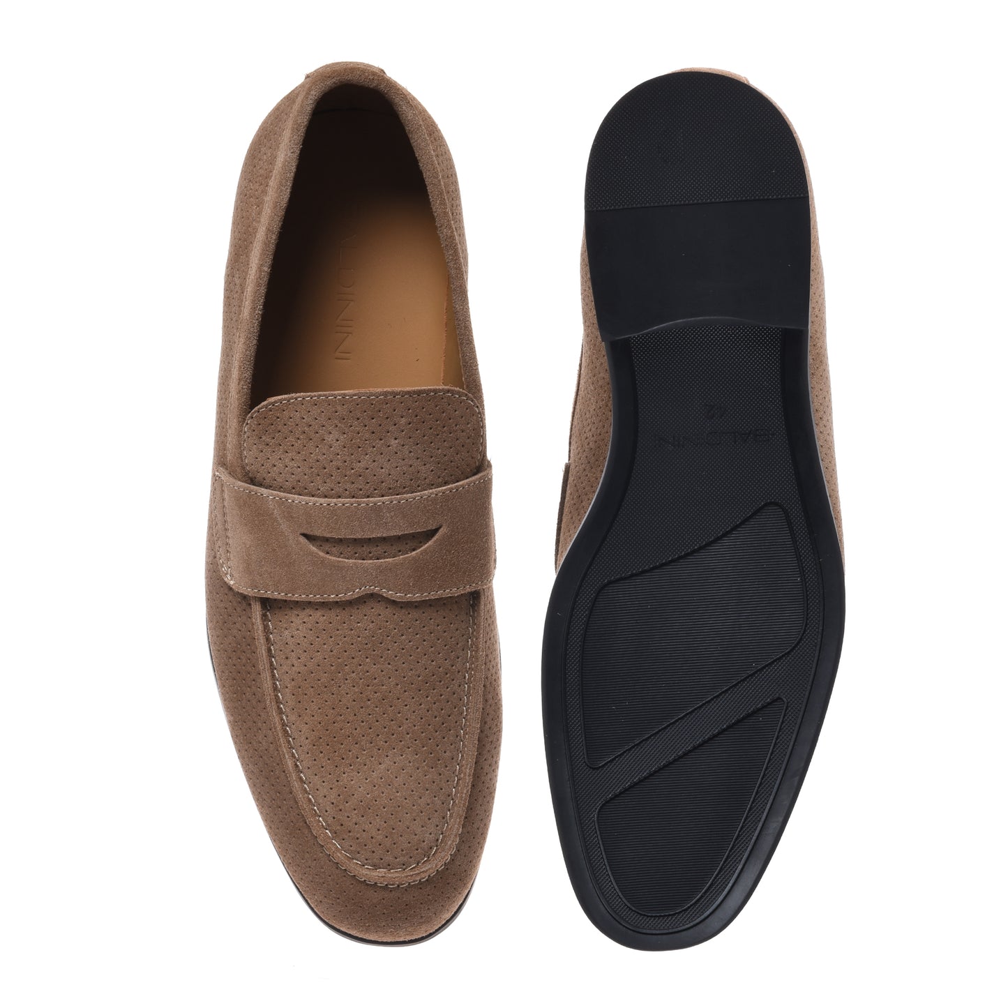 Beige perforated suede loafer