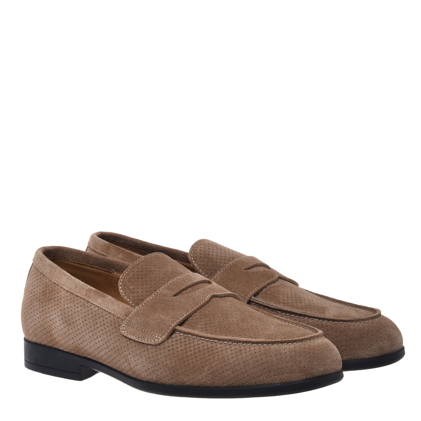 Beige perforated suede loafer