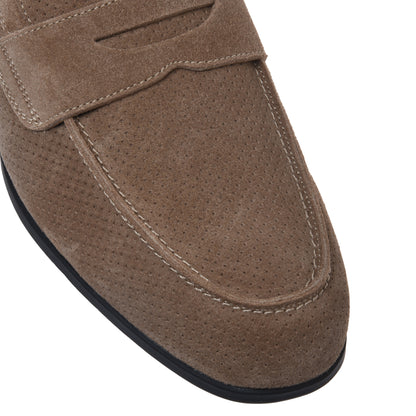 Beige perforated suede loafer