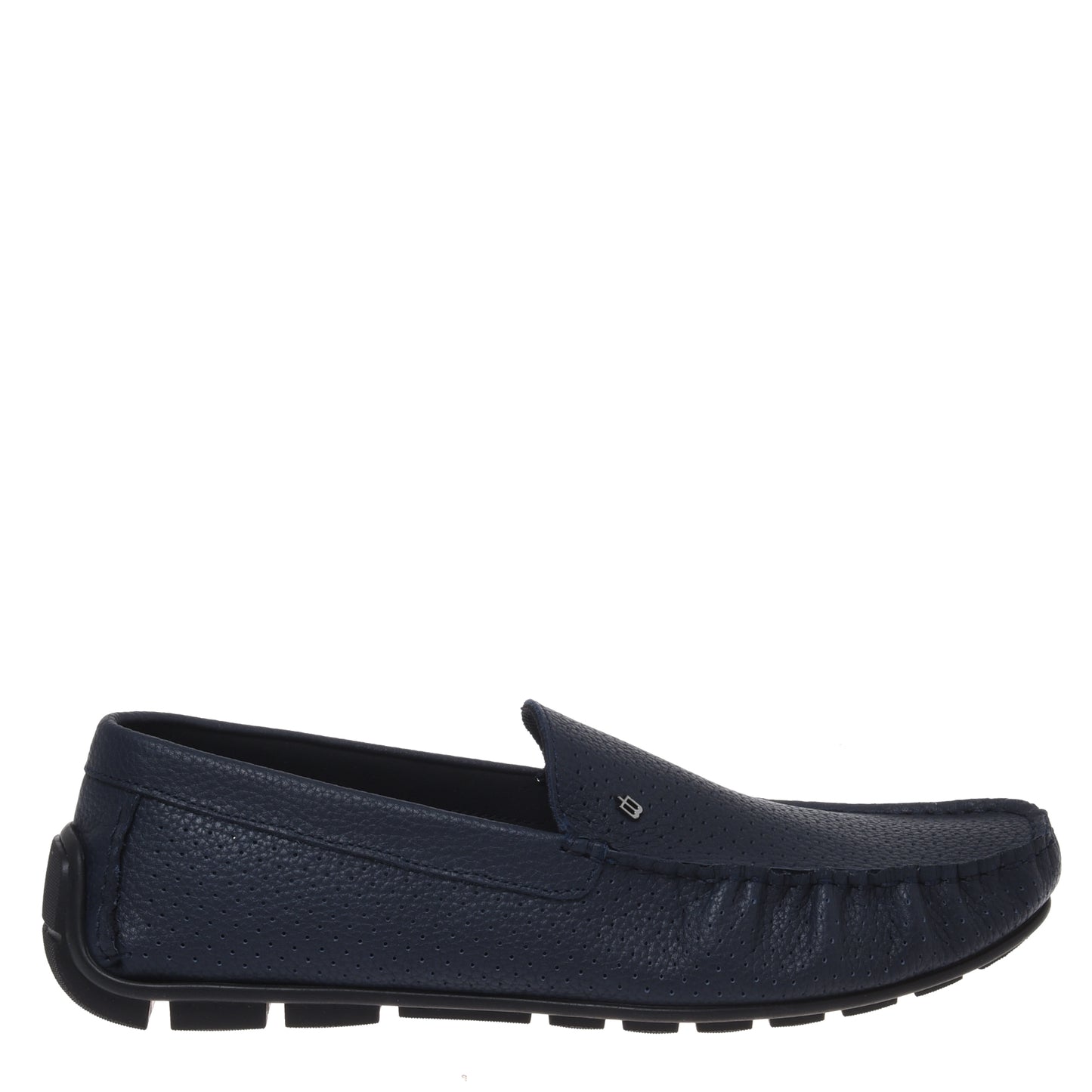 Mocassin en perforé cuir grainé bleu