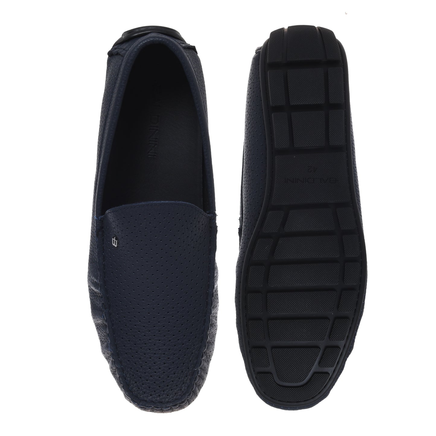 Mocassin en perforé cuir grainé bleu