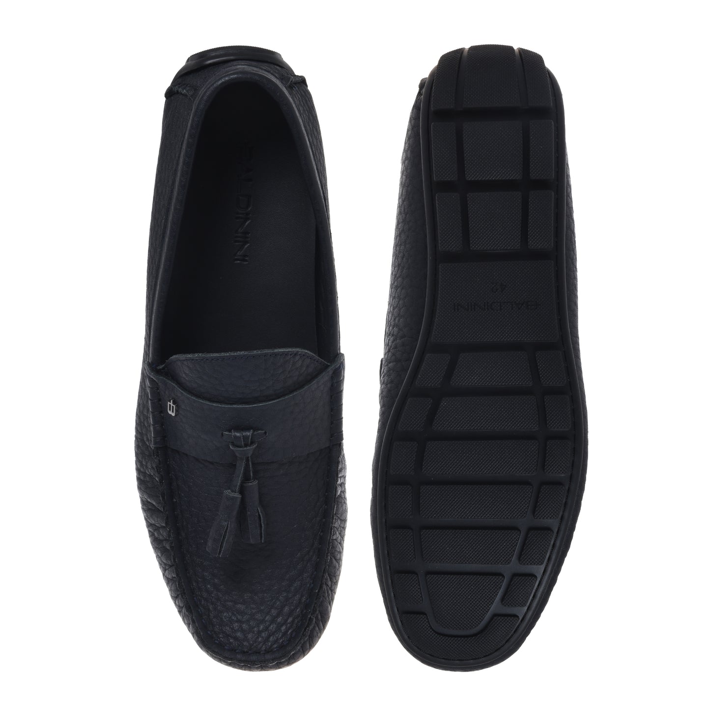 Blue grained leather loafer