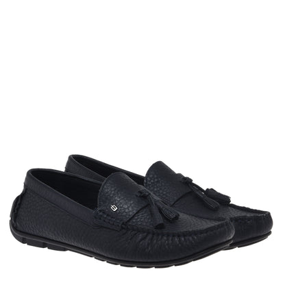 Blue grained leather loafer