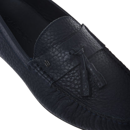 Blue grained leather loafer