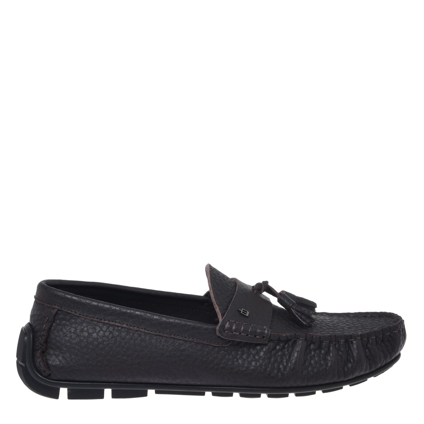 Mocassin en cuir grainé marron foncé