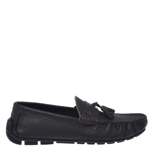Dark brown grained leather loafer