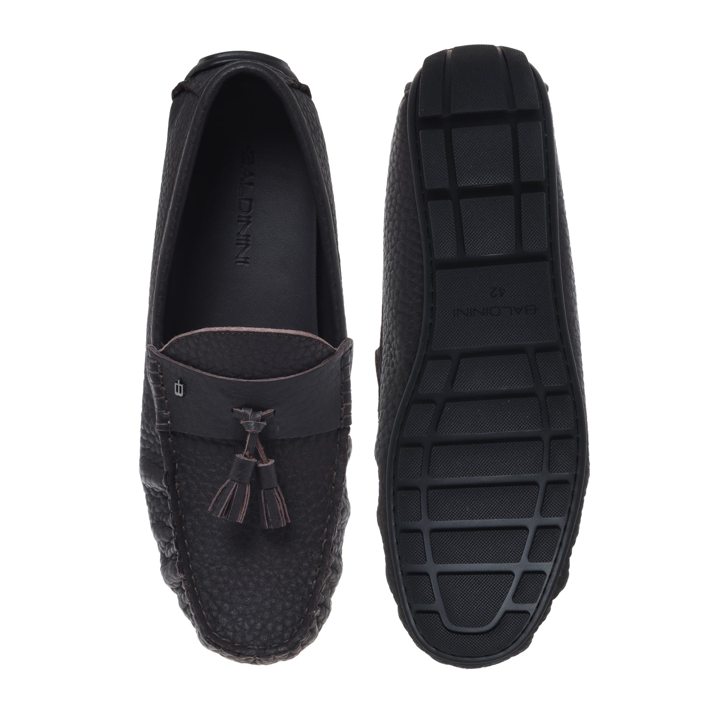 Mocassin en cuir grainé marron foncé