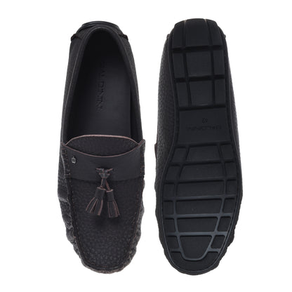 Mocassin en cuir grainé marron foncé