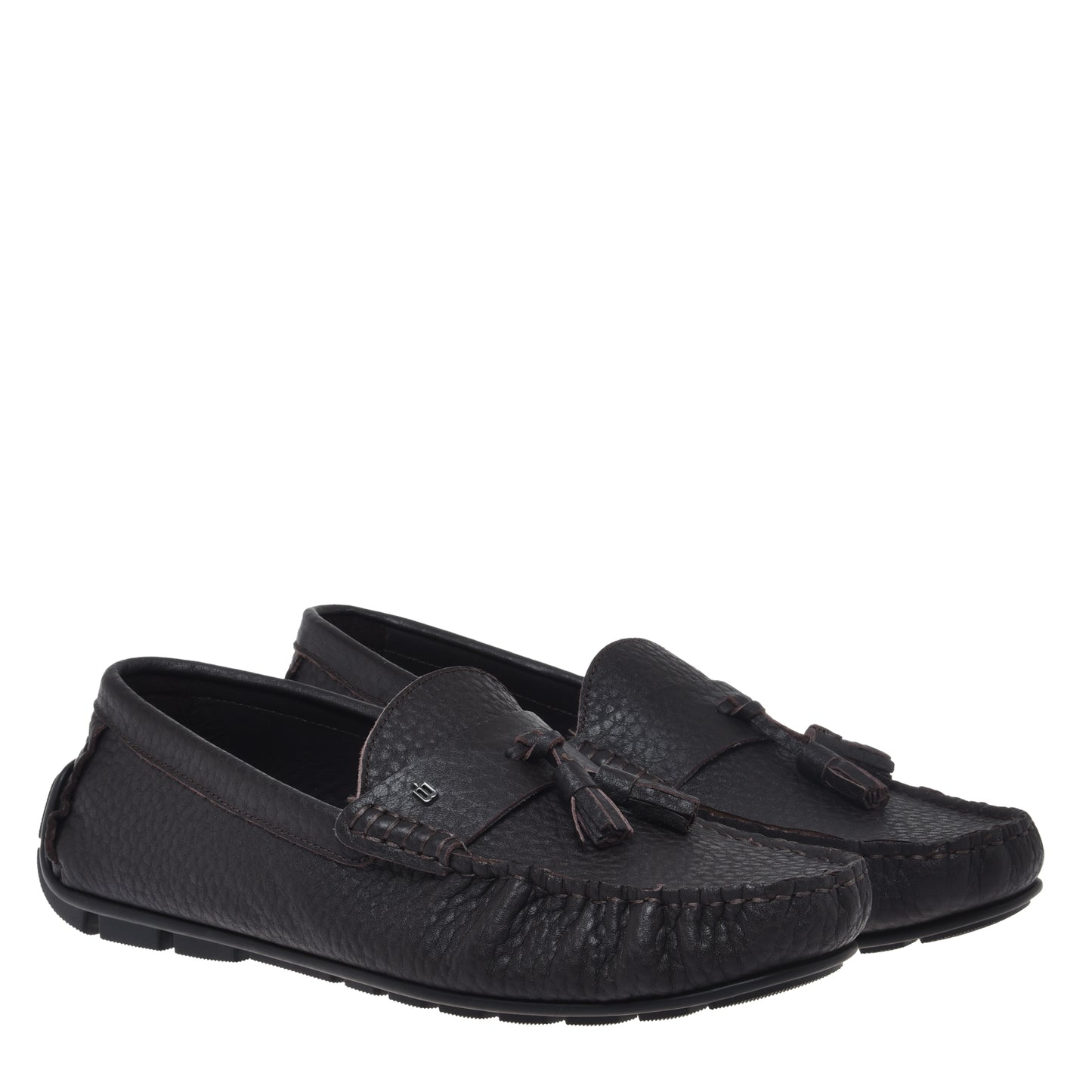 Mocassin en cuir grainé marron foncé