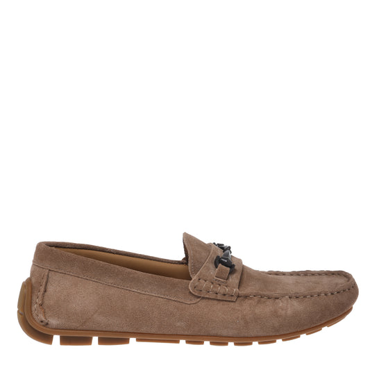 Beige suede leather loafer