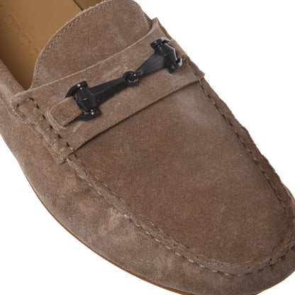 Beige suede leather loafer