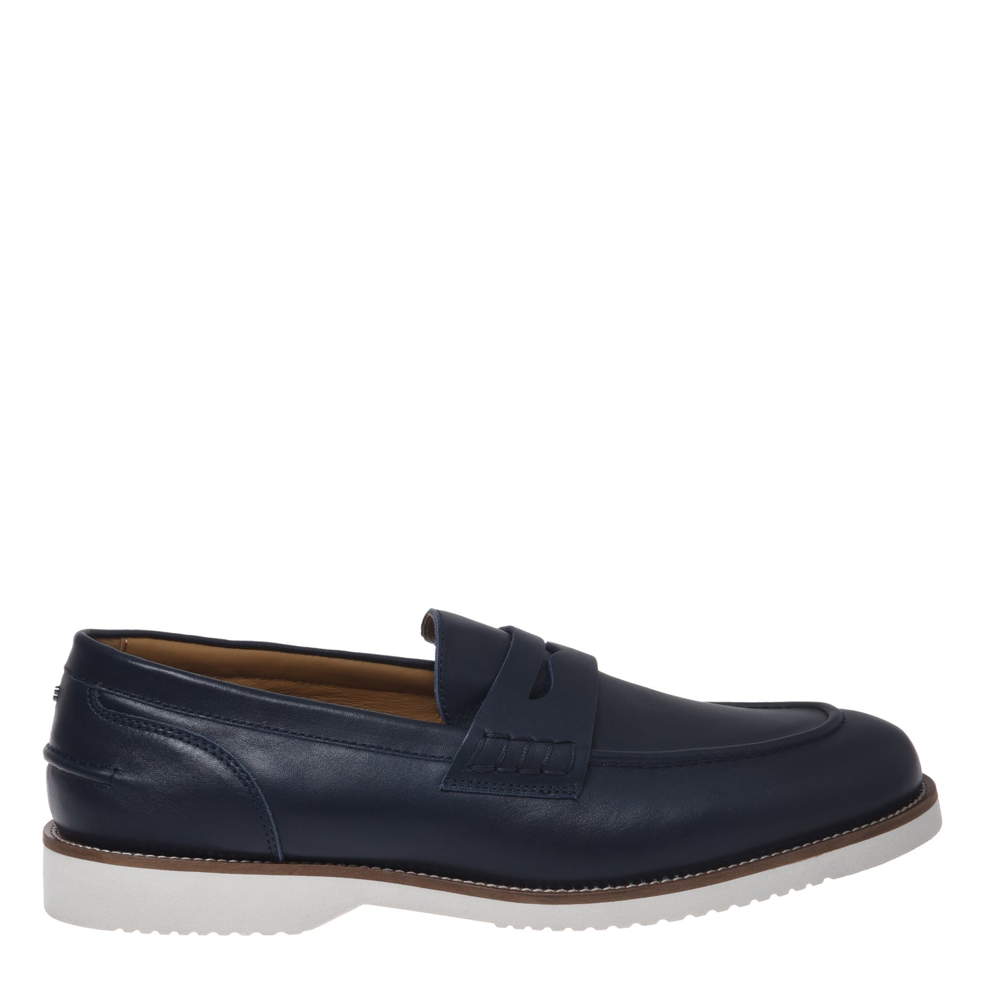 Blue leather moccasin
