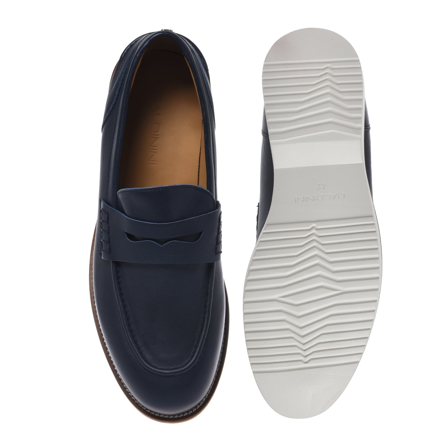 Blue leather moccasin