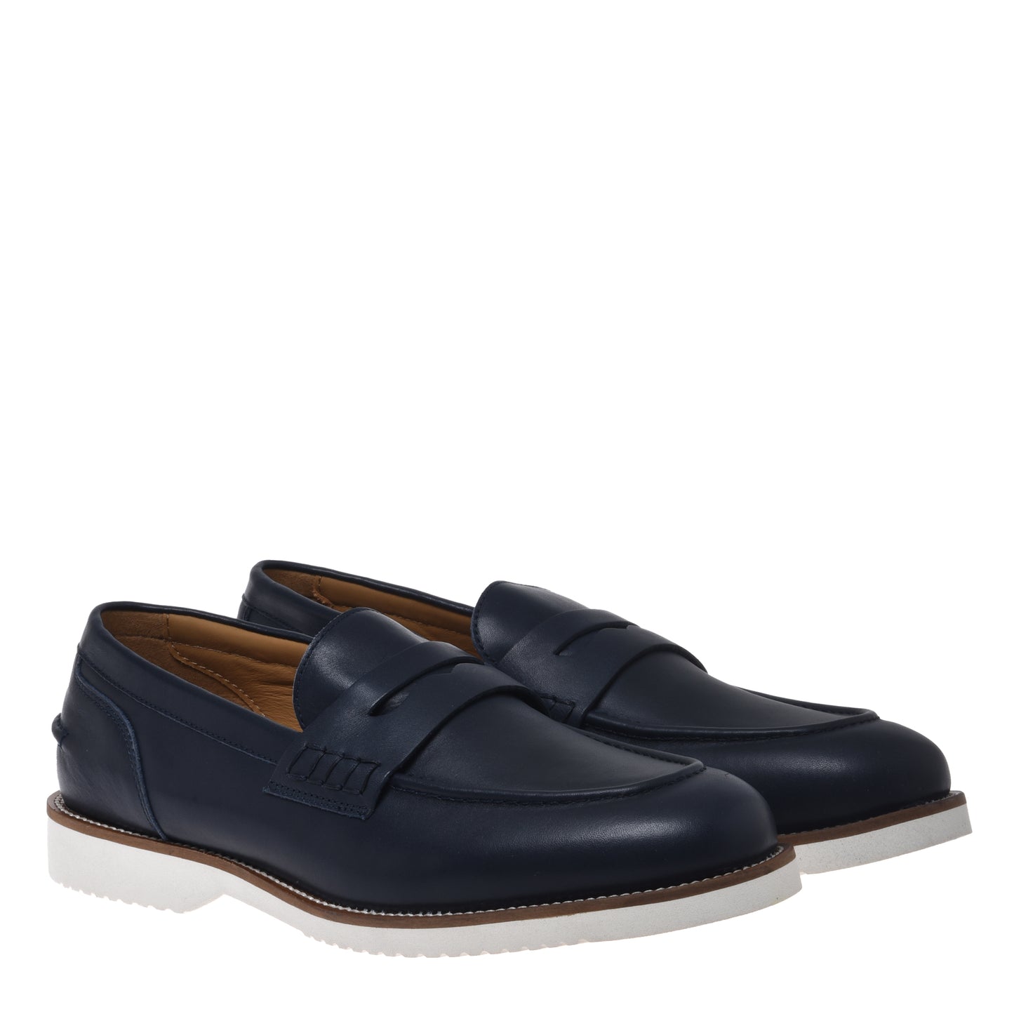 Blue leather moccasin