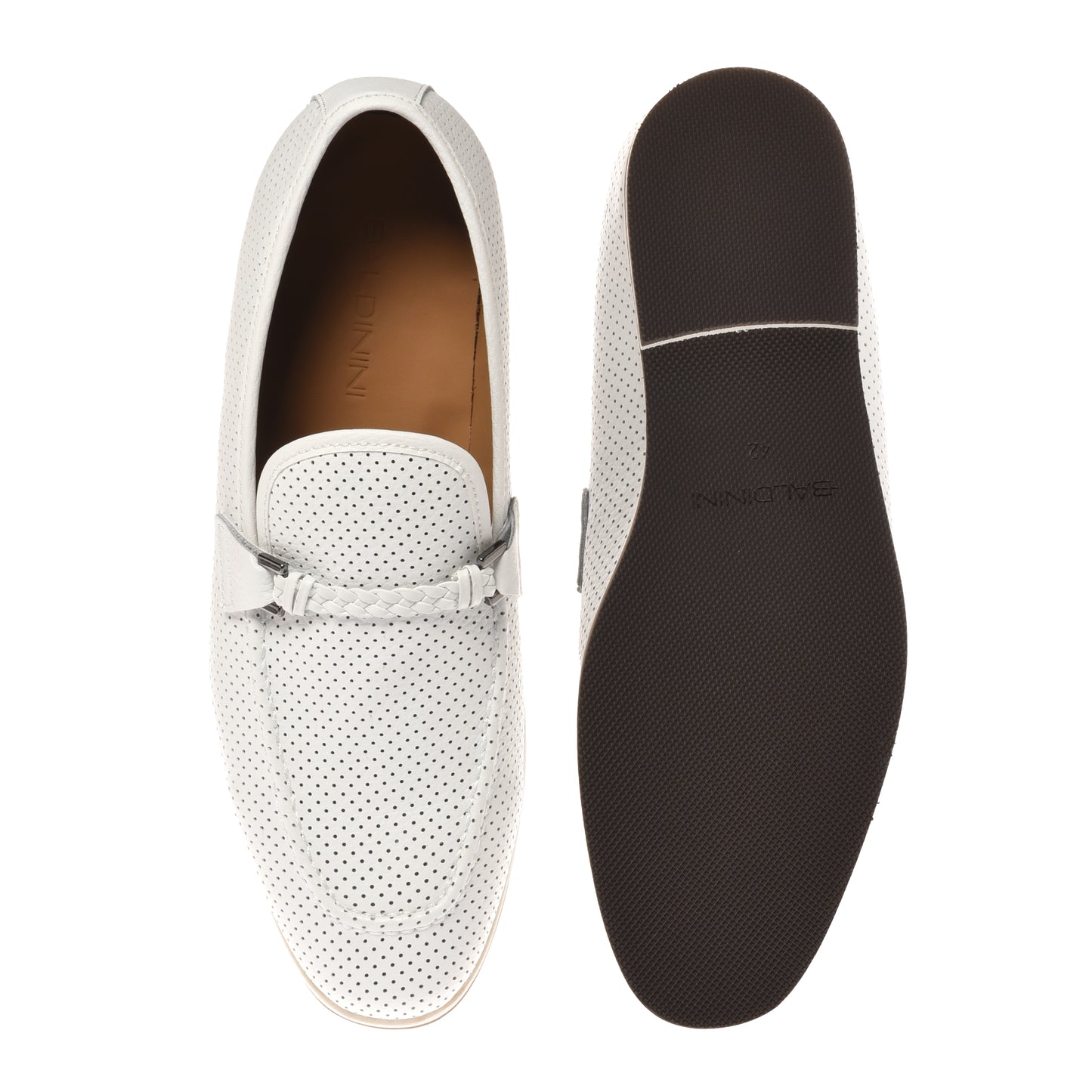 White perforated tumbled leather loafer