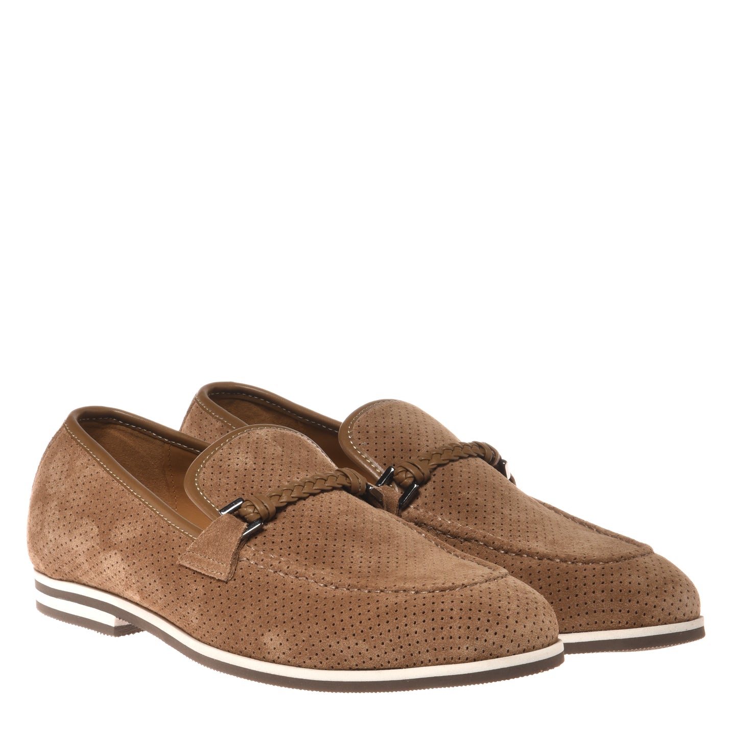 Taupe perforated suede loafer
