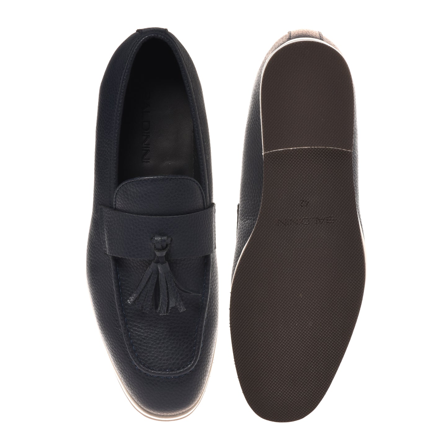 Blue tumbled leather moccasin