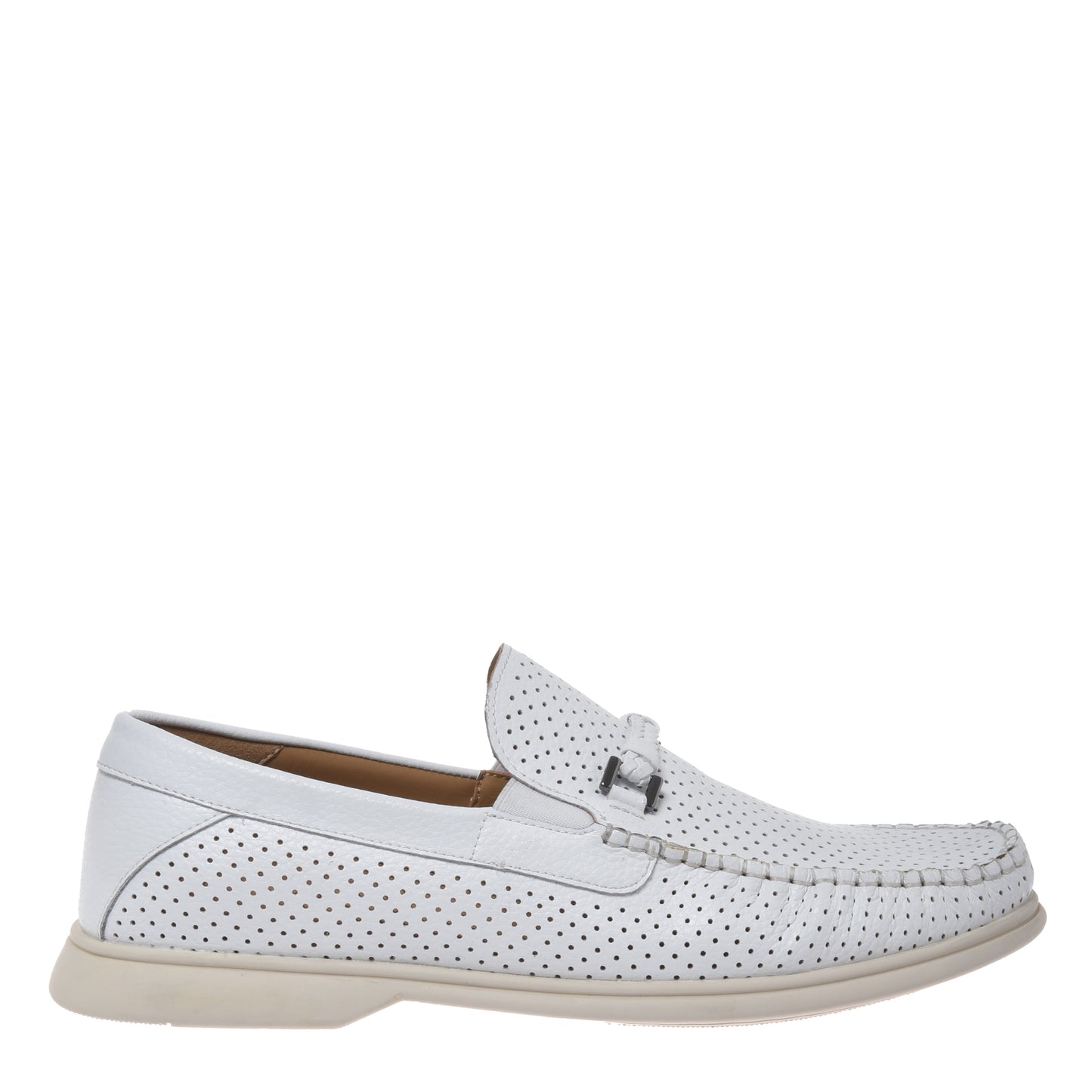 White perforated grained leather loafer