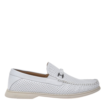 White perforated grained leather loafer