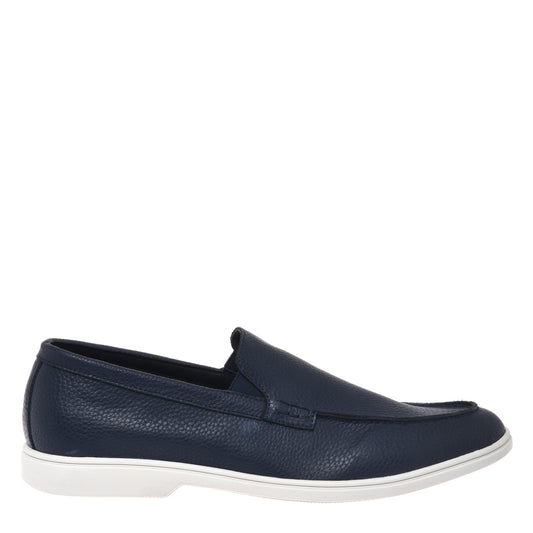 Blue tumbled leather moccasin