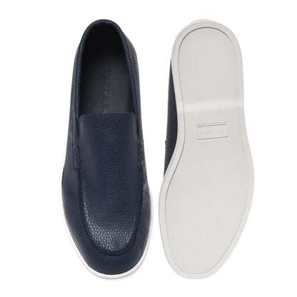 Mocassin en cuir foulonné bleu