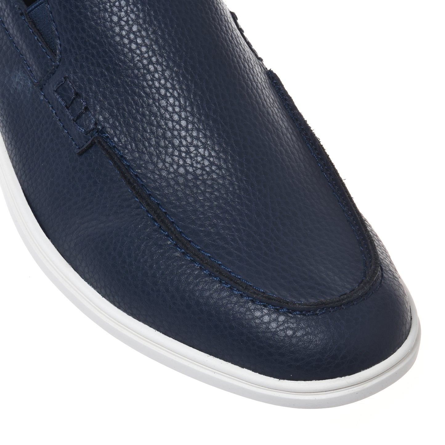 Mocassin en cuir foulonné bleu