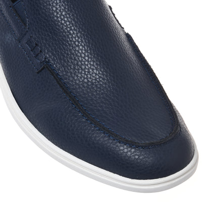 Mocassin en cuir foulonné bleu