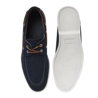 Chaussure à lacets en nubuck bleu