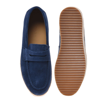Blue suede loafer