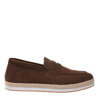 Brown suede leather loafer