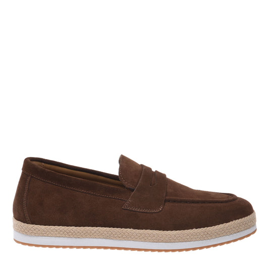 Brown suede leather loafer