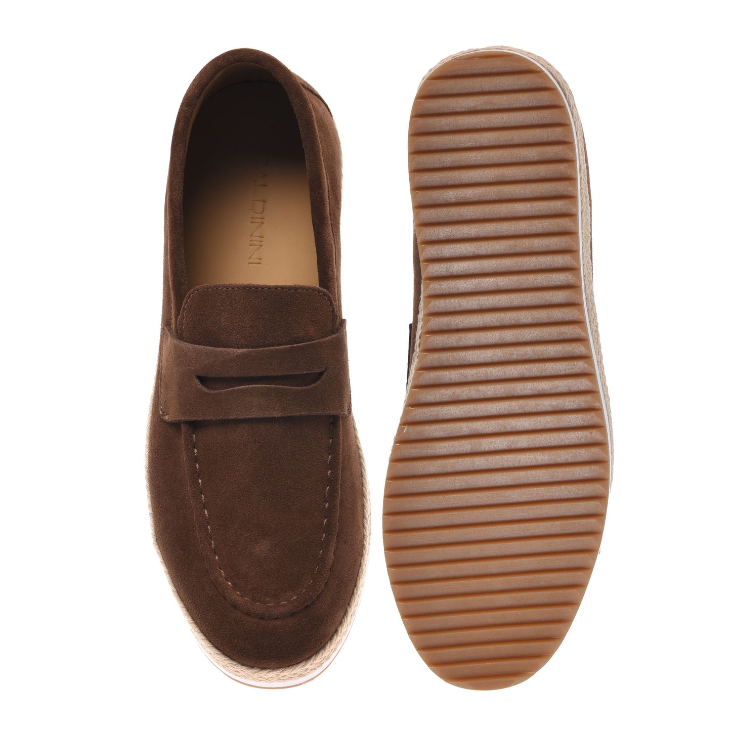 Brown suede leather loafer