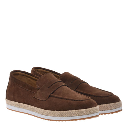 Brown suede leather loafer