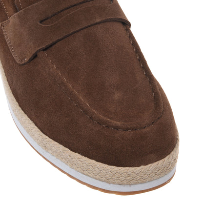 Brown suede leather loafer