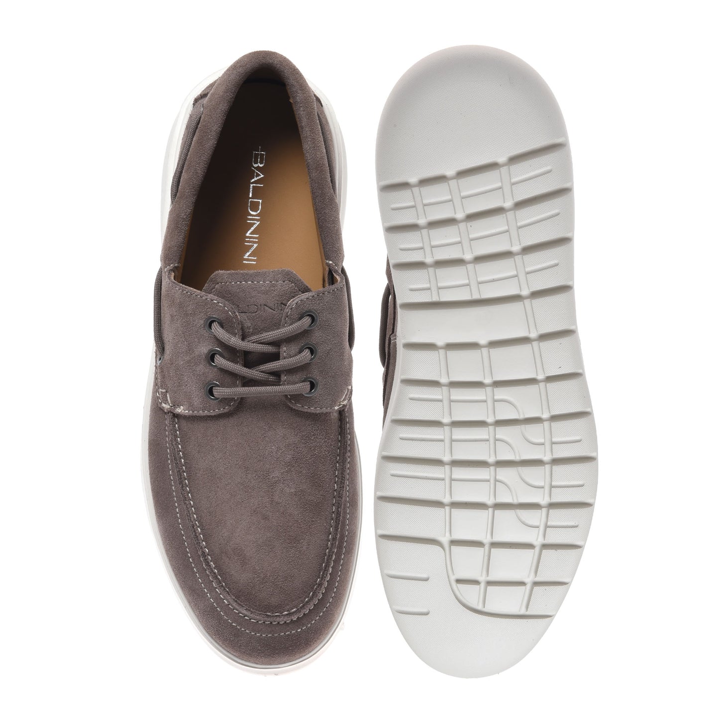 Mocassin en cuir daim taupe