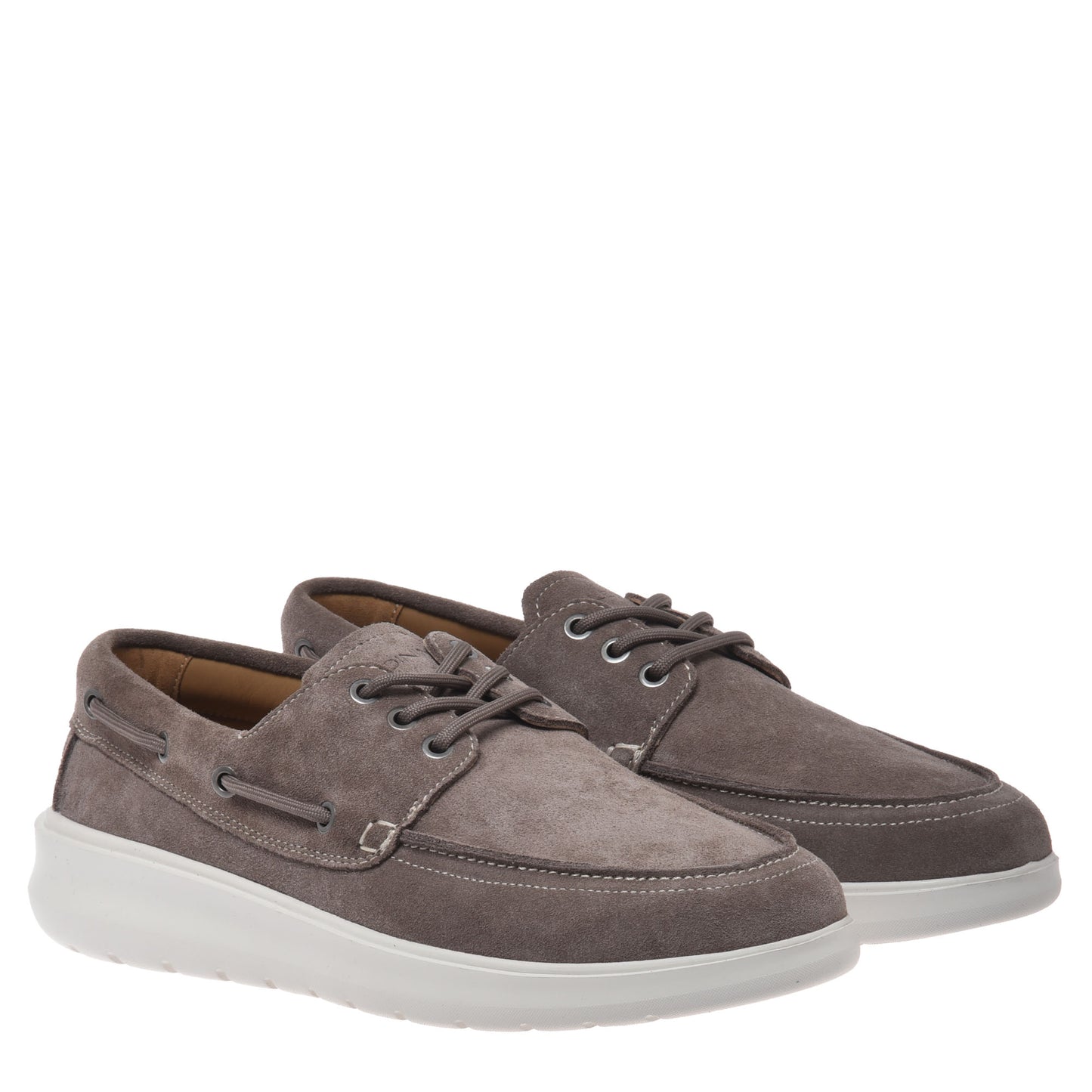 Mocassin en cuir daim taupe