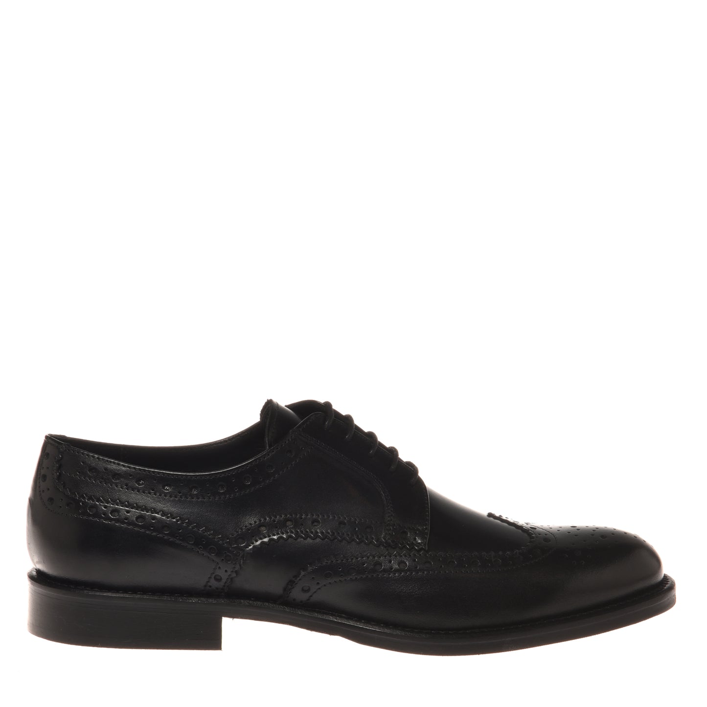 Black leather lace-up shoe