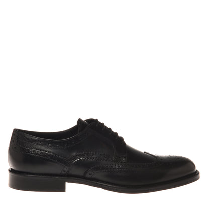 Black leather lace-up shoe