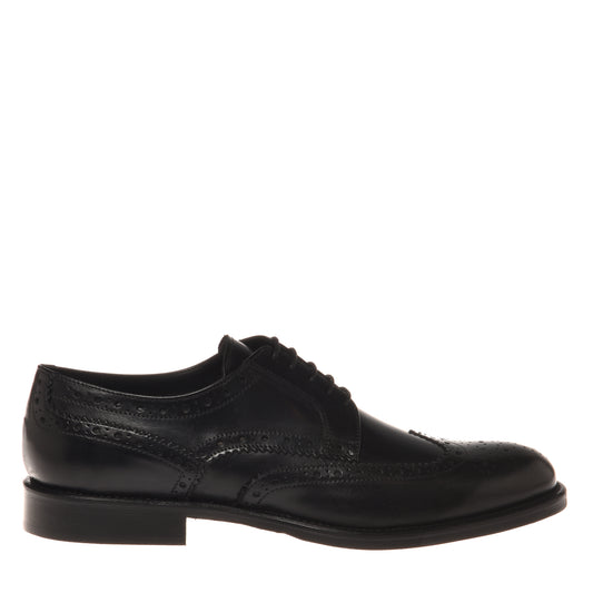Black leather lace-up shoe
