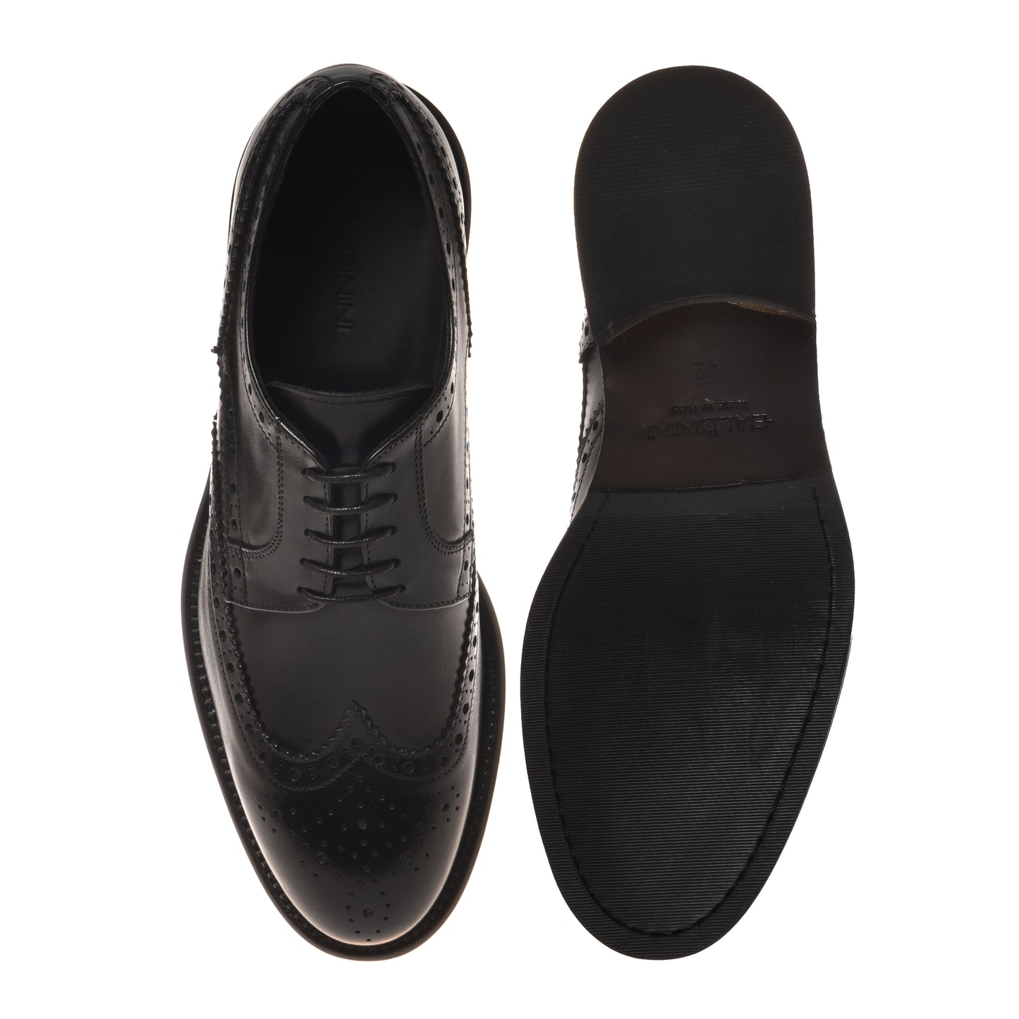 Black leather lace-up shoe