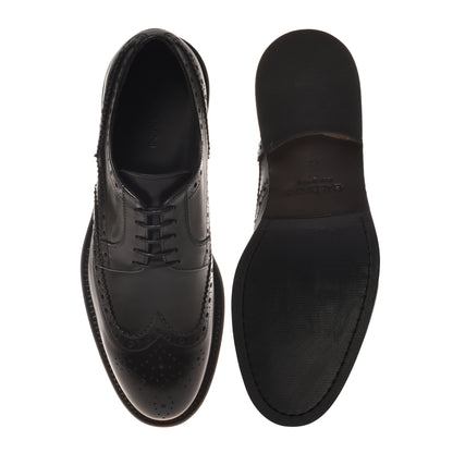 Black leather lace-up shoe
